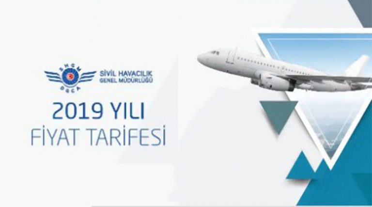 SHGM 2019 Yılı Hizmet Tarifesi Yayımlandı