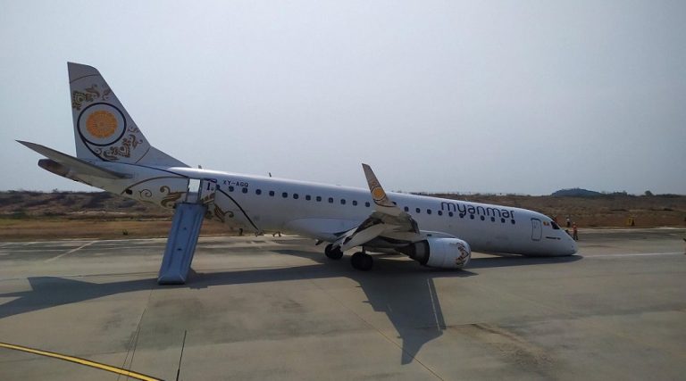 Embraer 190 Myanmar’da burun üstü indi