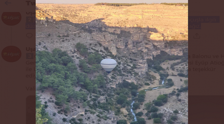 Uşak-Ulubey Kanyonlarında ilk kez sıcak hava balonu uçuşu yapıldı