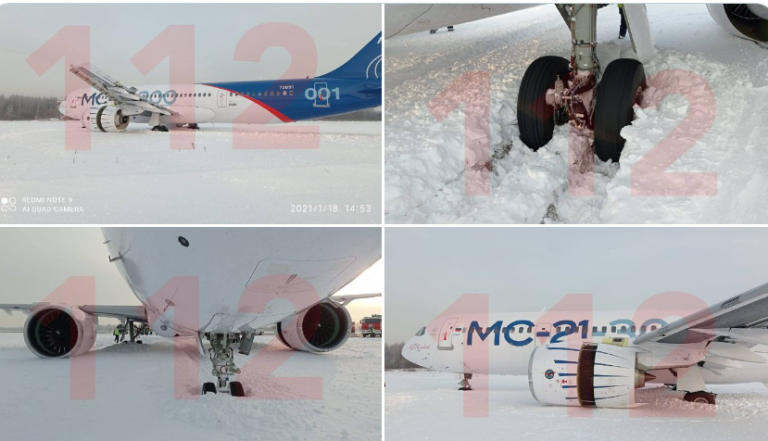 MC-21 test uçuşu sırasında pistten çıktı