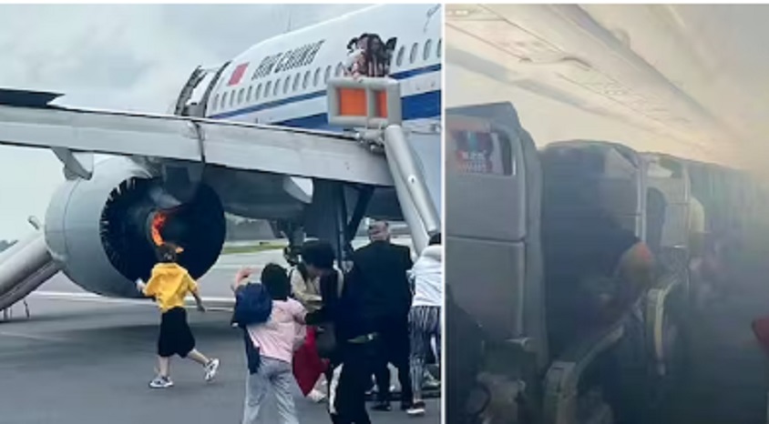 Air China Airbus A320 Neo’nun motoru havada alev aldı (video)