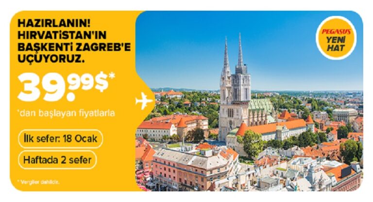 Pegasus’tan Avrupa’nın ortasında nefes aldıracak bir rota: İstanbul-Zagreb!