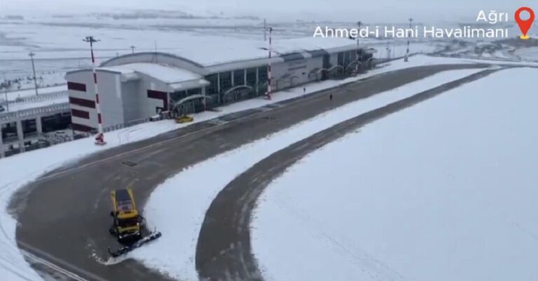 Ağrı Ahmed-i Hani Havalimanı’nda uzman ekipler 7/24 görev başında (video)