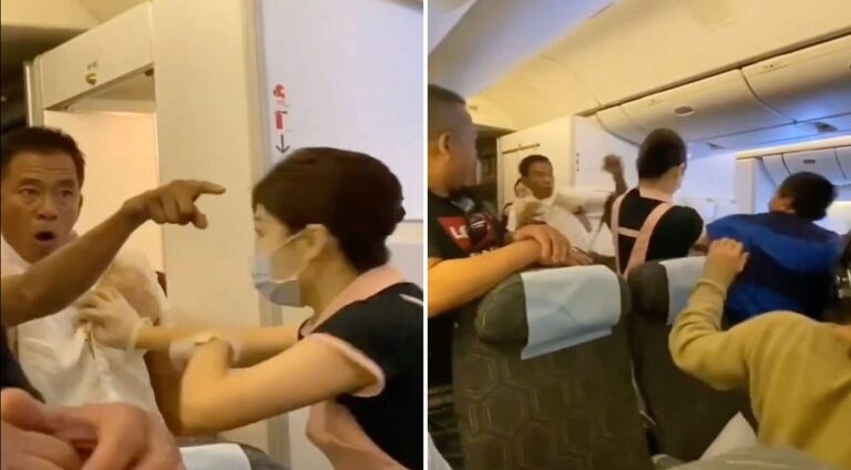 EVA Air uçağında kavga (video)
