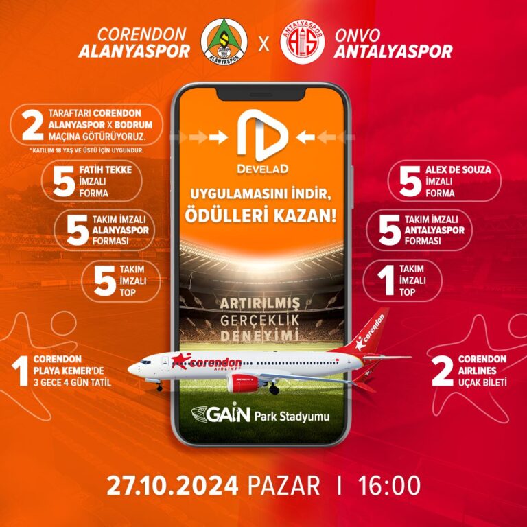 Corendon Airlines  Corendon Alanyaspor – Onvo Antalyaspor maçını dijital dünyaya taşıyacak