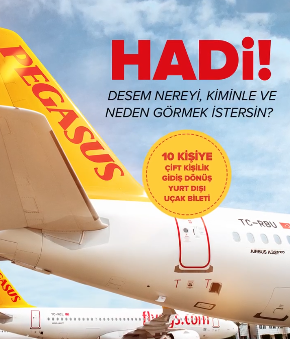 PEGASUS: 20. yılına özel 10 kişiye çift kişilik gidiş-dönüş yurt dışı uçak bileti hediye ediyor!