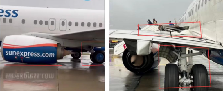 Sunex B737-800 Uçağı Kalkışta İniş Takım Hasarlanması Sonucu Kalkıştan Vazgeçti